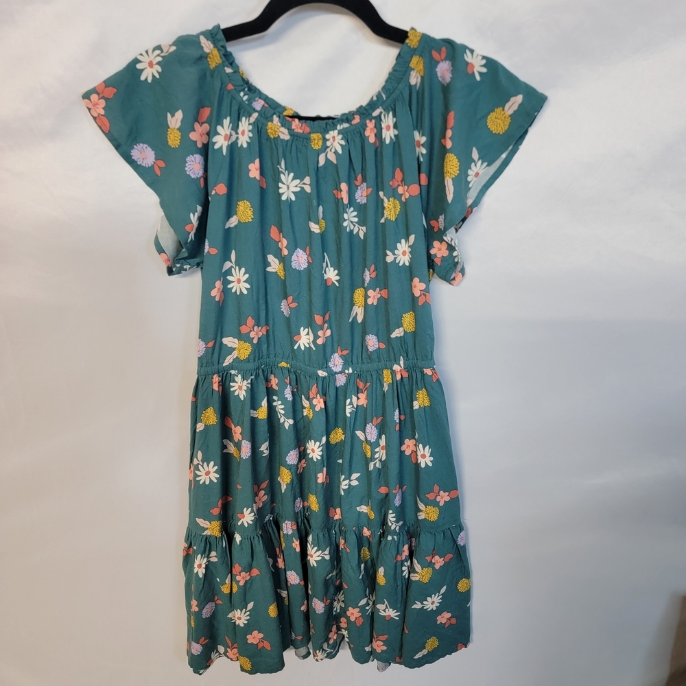 Cat & Jack Teal Floral Dress Girls 14/16 Plus